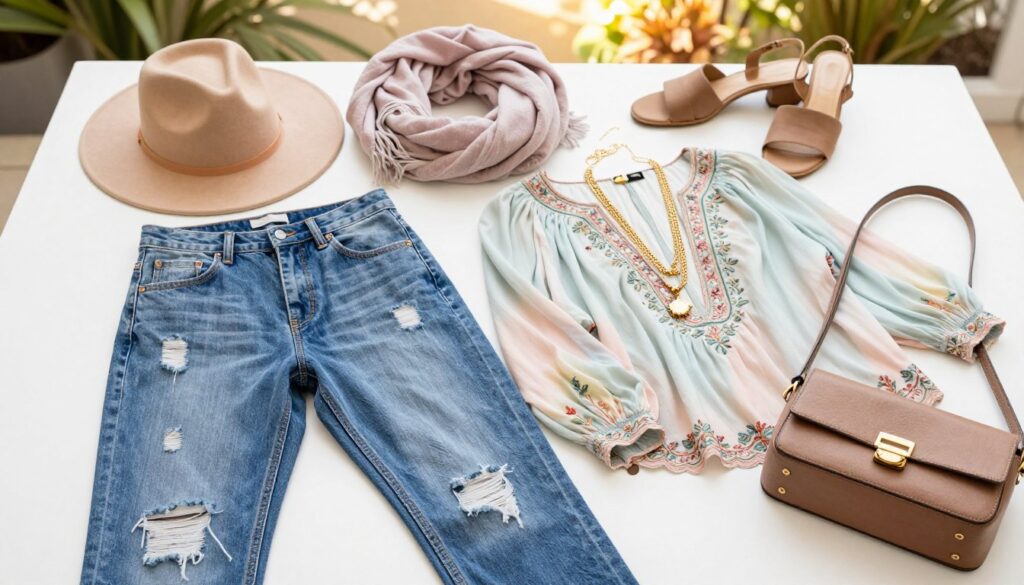 Kombinationstipps Jeans Blusen Accessoires